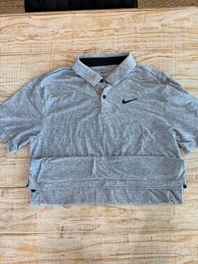 Nike Light Gray Polo with Black Swoosh